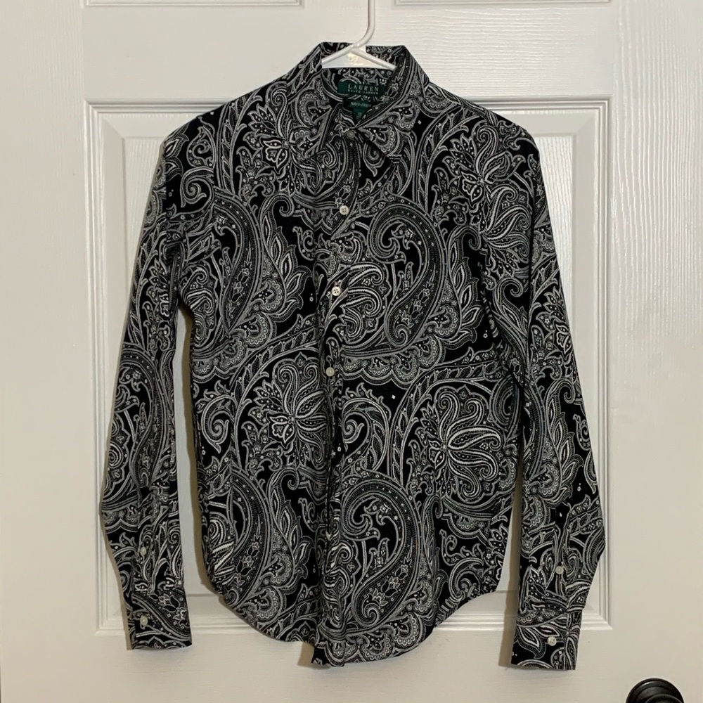 LAUREN Ralph Lauren blouse shirt black white